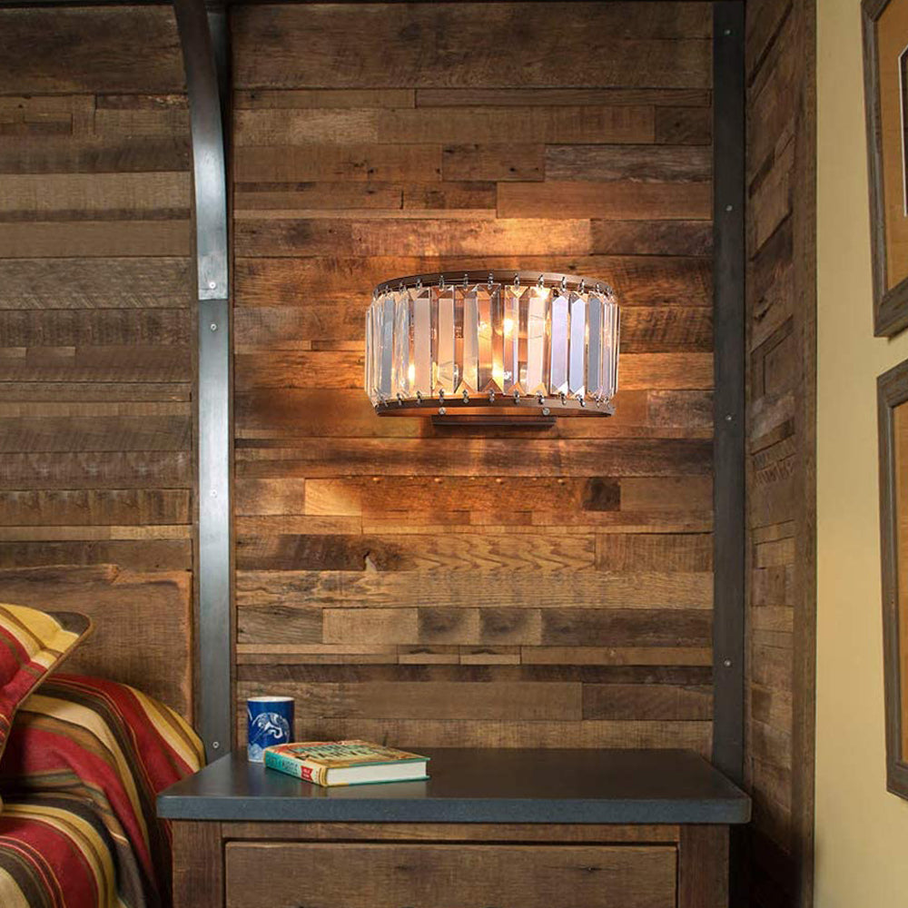 Semicircle Clear Crystal Wall Sconce - Bedroom | Feyran