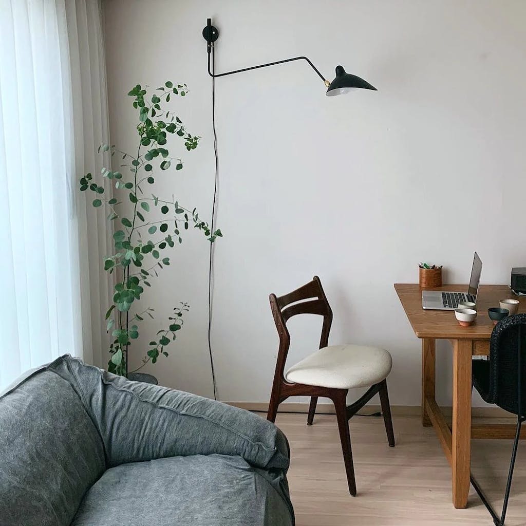 Serge Mouille Inspired Adjustable Plug-In Wall Sconce Lamp - Modern Two-Arm Design