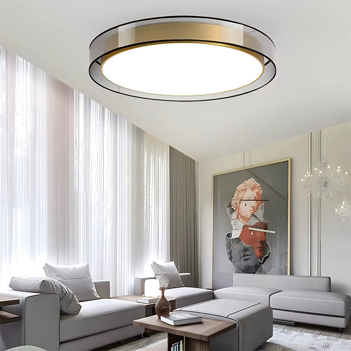 Feyran Simple Round LED Copper Pendant Light Ceiling Lamp