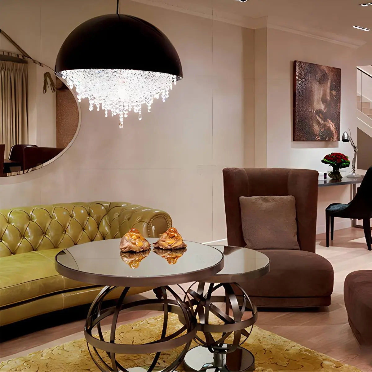 Feyran Spherical Crystal Chandelier Globe Pendant Light