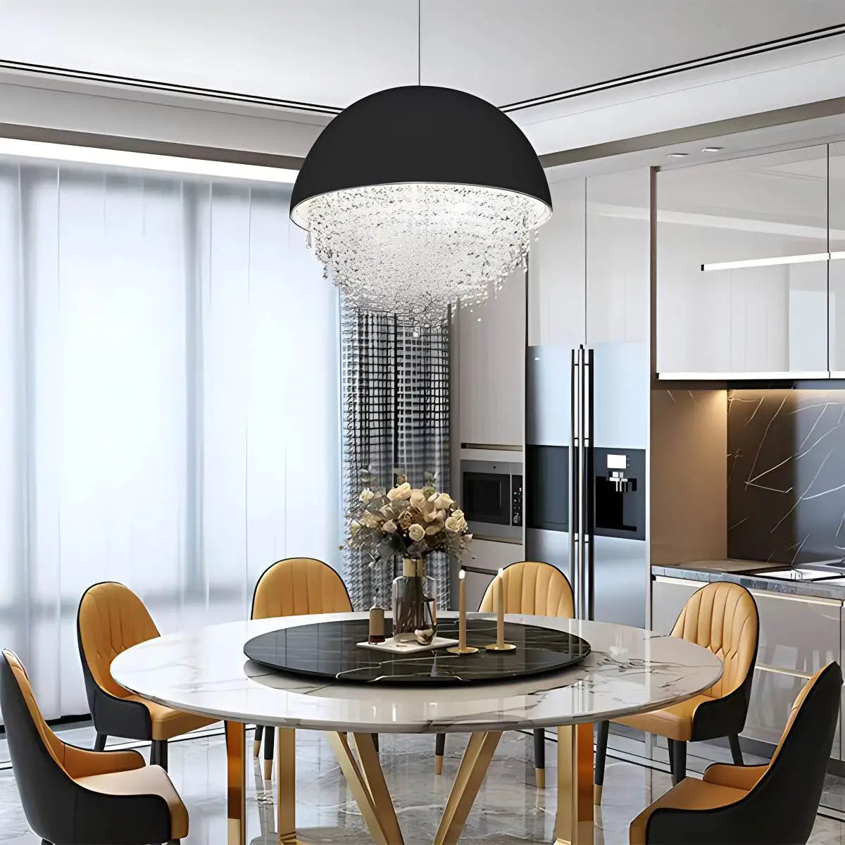 Feyran Spherical Crystal Chandelier Globe Pendant Light