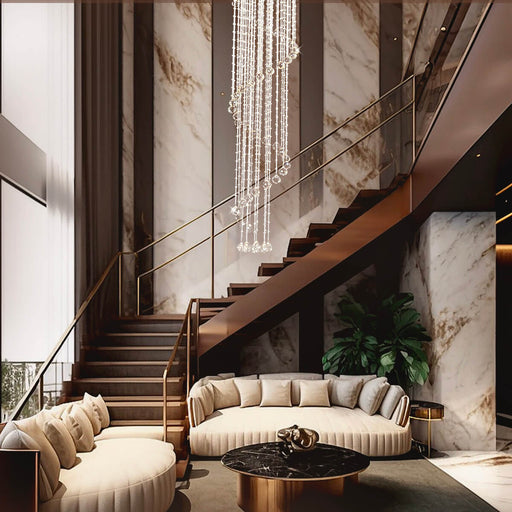 Spiral Raindrop Chandelier Double Layer-Staircase | Feyran