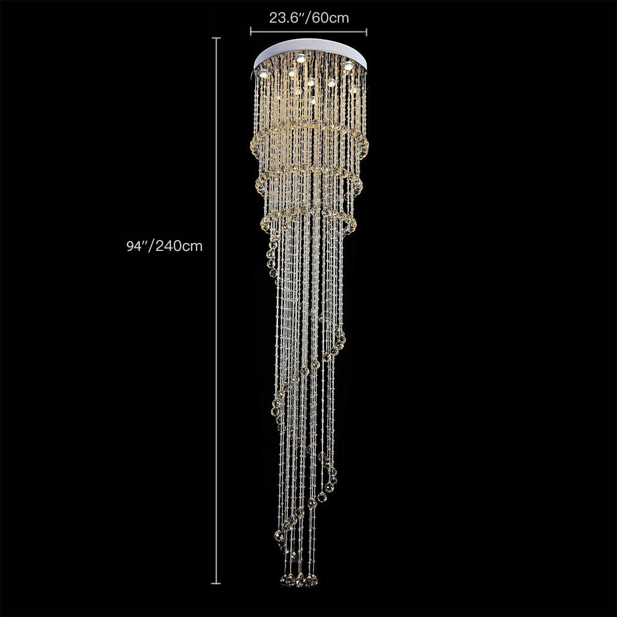 Spiral Raindrop Chandelier Double Layer-dimensions | Feyran