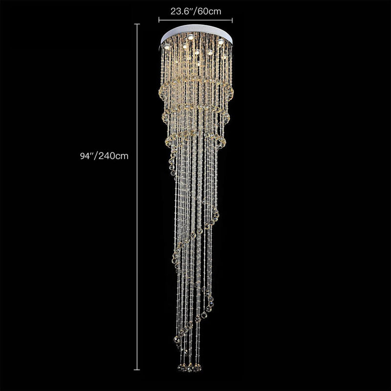 Spiral Raindrop Chandelier Double Layer-dimensions | Feyran