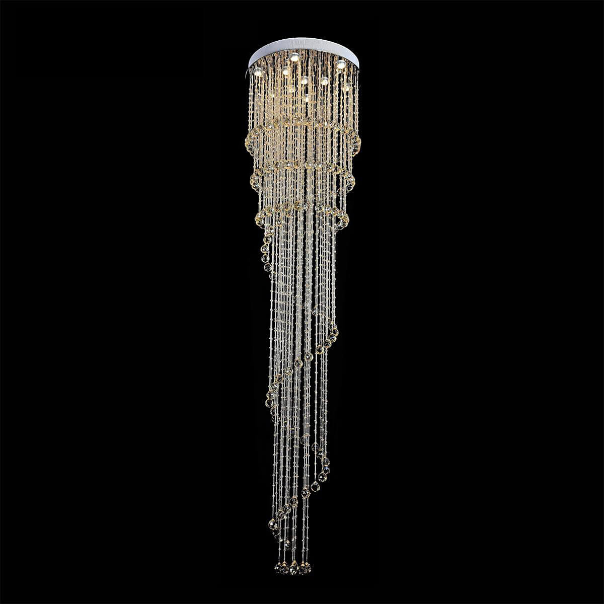 Spiral Raindrop Chandelier Double Layer-front-view-black | Feyran