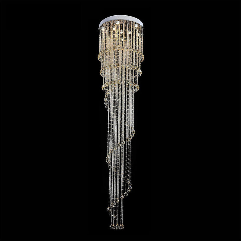 Spiral Raindrop Chandelier Double Layer-front-view-black | Feyran