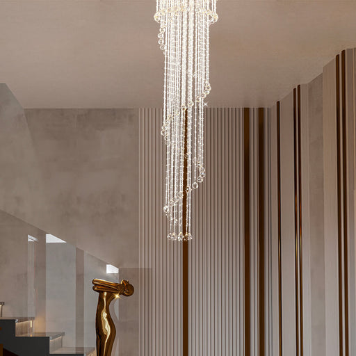 Spiral Raindrop Chandelier Double Layer-living room | Feyran