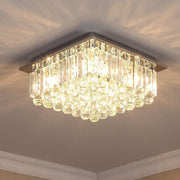 Square Rain Drop Crystal Ceiling Light - Contemporary Lighting Fixture