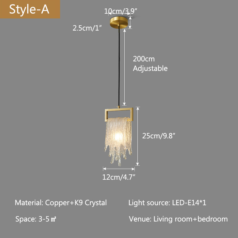 Feyran Copper Crystal Pendant Light Multiple Styles Available