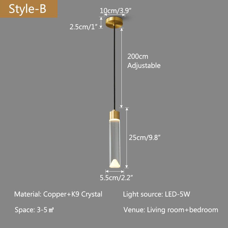 Feyran Copper Crystal Pendant Light Multiple Styles Available