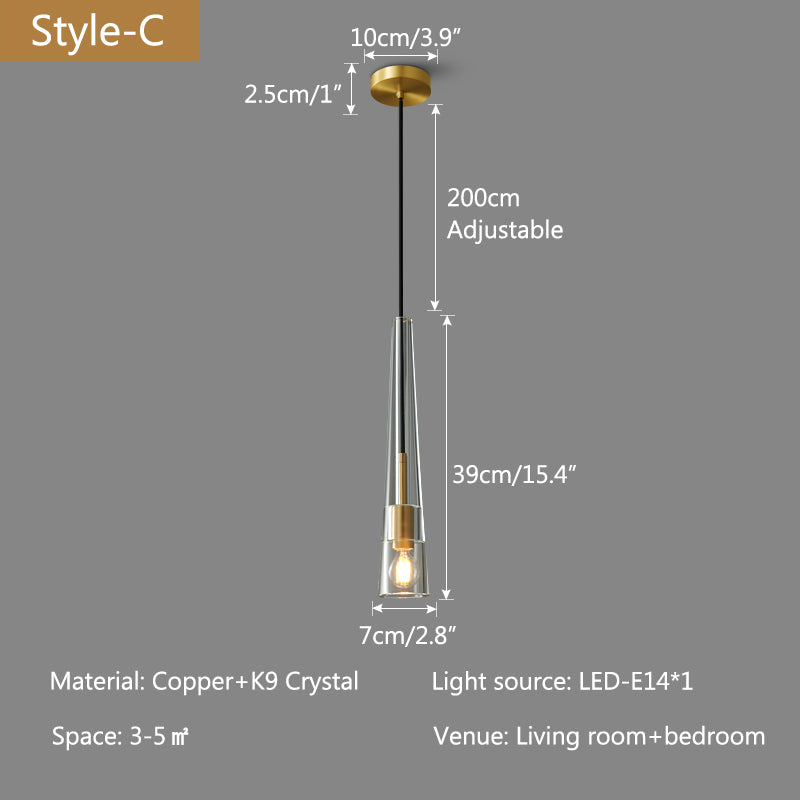 Feyran Copper Crystal Pendant Light Multiple Styles Available
