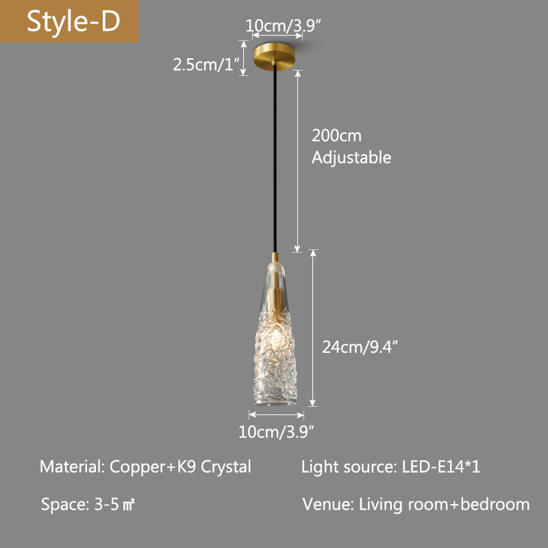 Feyran Copper Crystal Pendant Light Multiple Styles Available