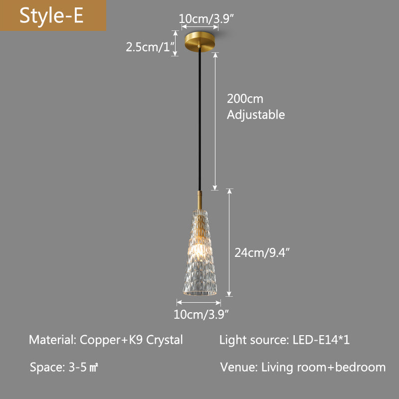 Feyran Copper Crystal Pendant Light Multiple Styles Available