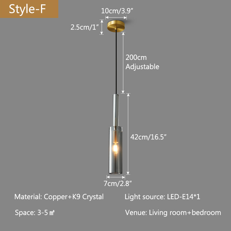 Feyran Copper Crystal Pendant Light Multiple Styles Available