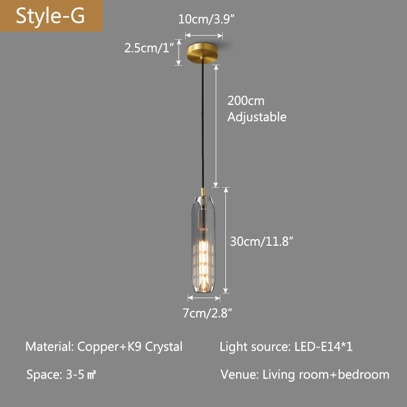 Feyran Copper Crystal Pendant Light Multiple Styles Available
