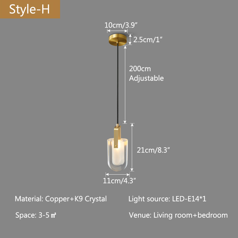 Feyran Copper Crystal Pendant Light Multiple Styles Available
