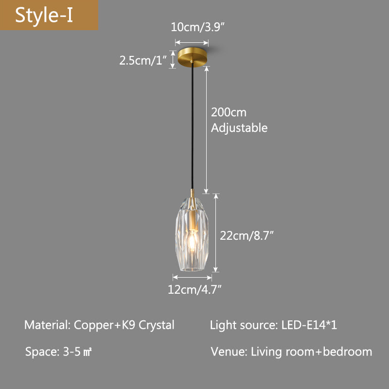 Feyran Copper Crystal Pendant Light Multiple Styles Available