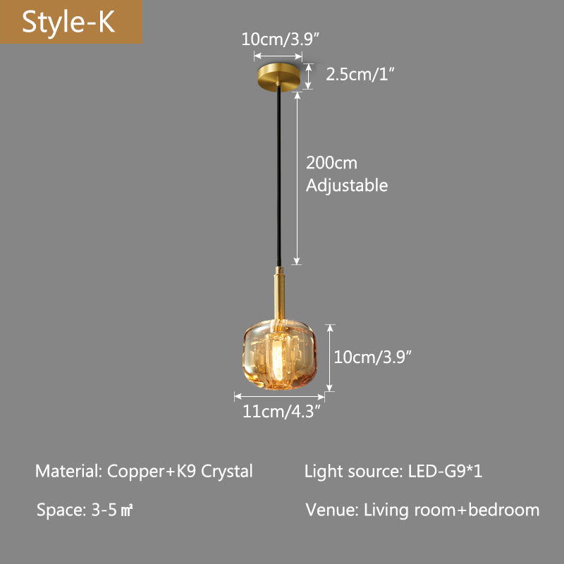 Feyran Copper Crystal Pendant Light Multiple Styles Available