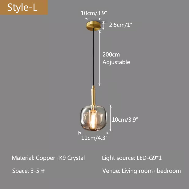 Feyran Copper Crystal Pendant Light Multiple Styles Available