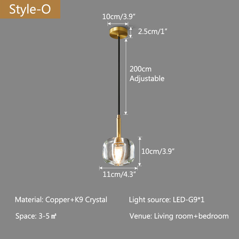 Feyran Copper Crystal Pendant Light Multiple Styles Available
