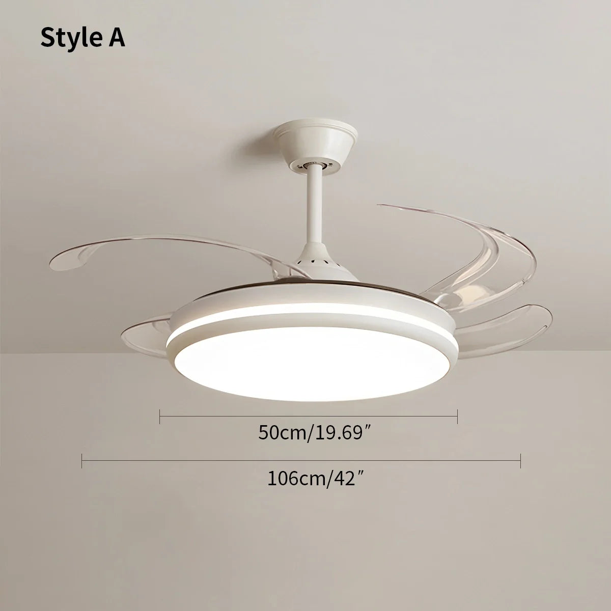 Feyran Modern Remote Ceiling Fan Light with Clear Blades