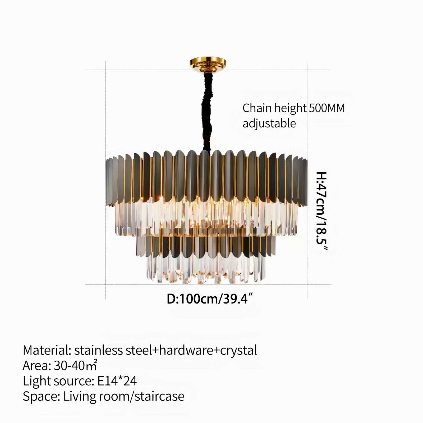 Feyran Modern Black Gold Luxury Crystal Chandelier