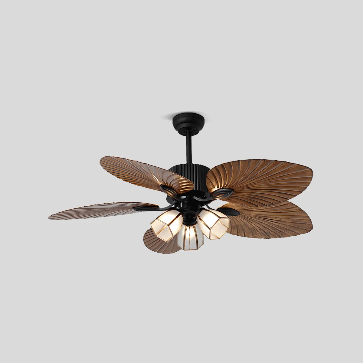 Feyran Tropical Palm Leaves Ceiling Fan with Light