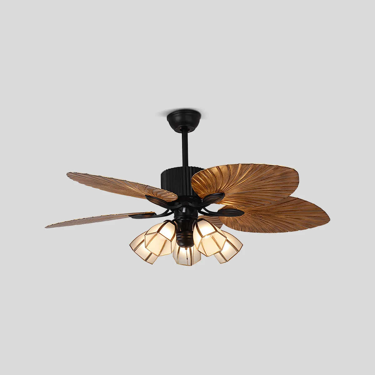 Feyran Tropical Palm Leaves Ceiling Fan with Light