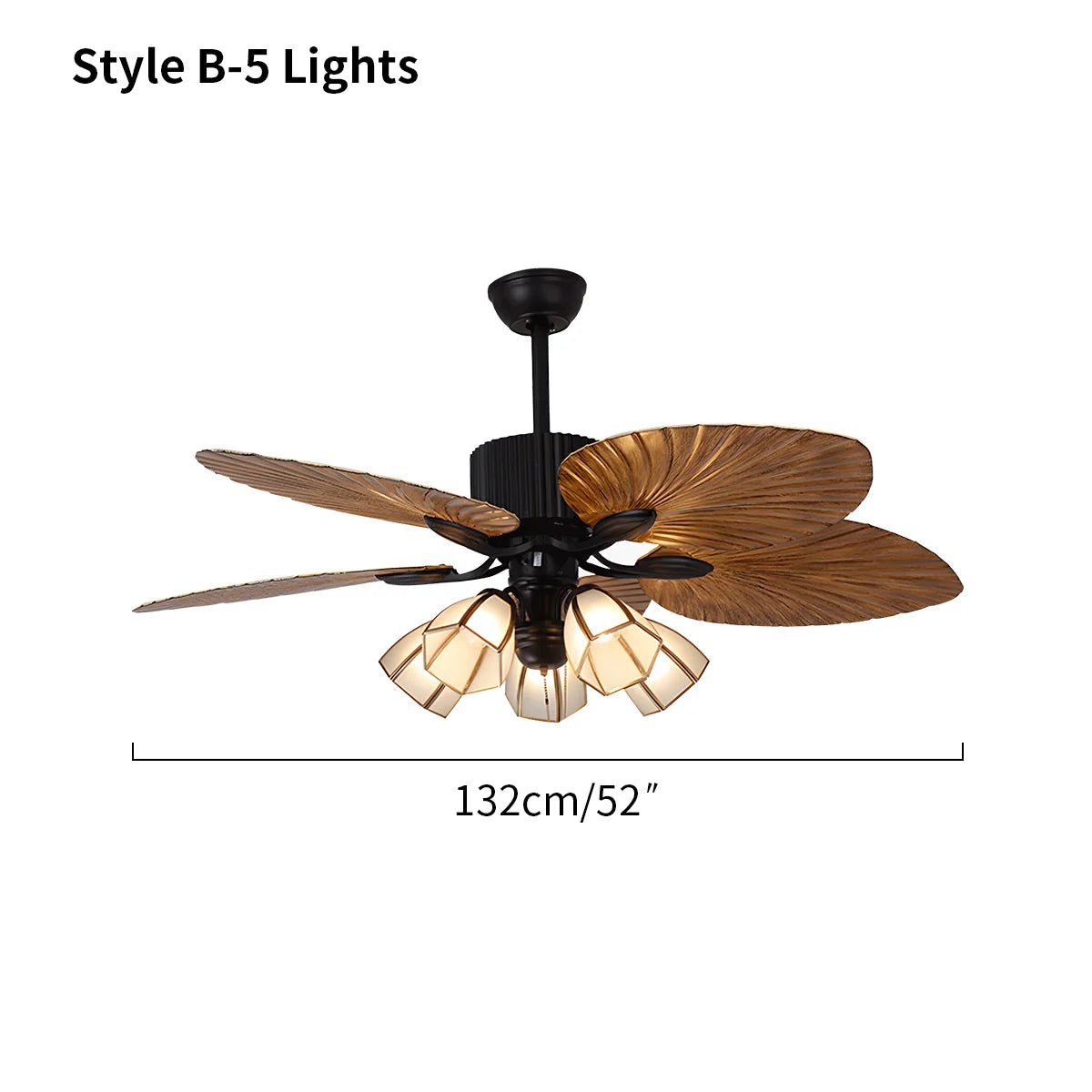 Feyran Tropical Palm Leaves Ceiling Fan with Light