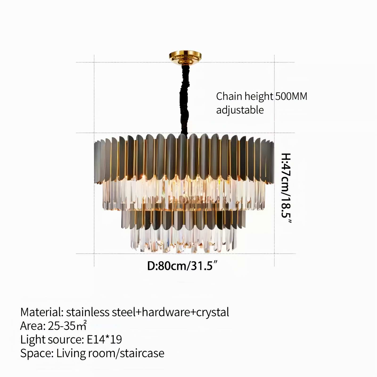Feyran Modern Black Gold Luxury Crystal Chandelier