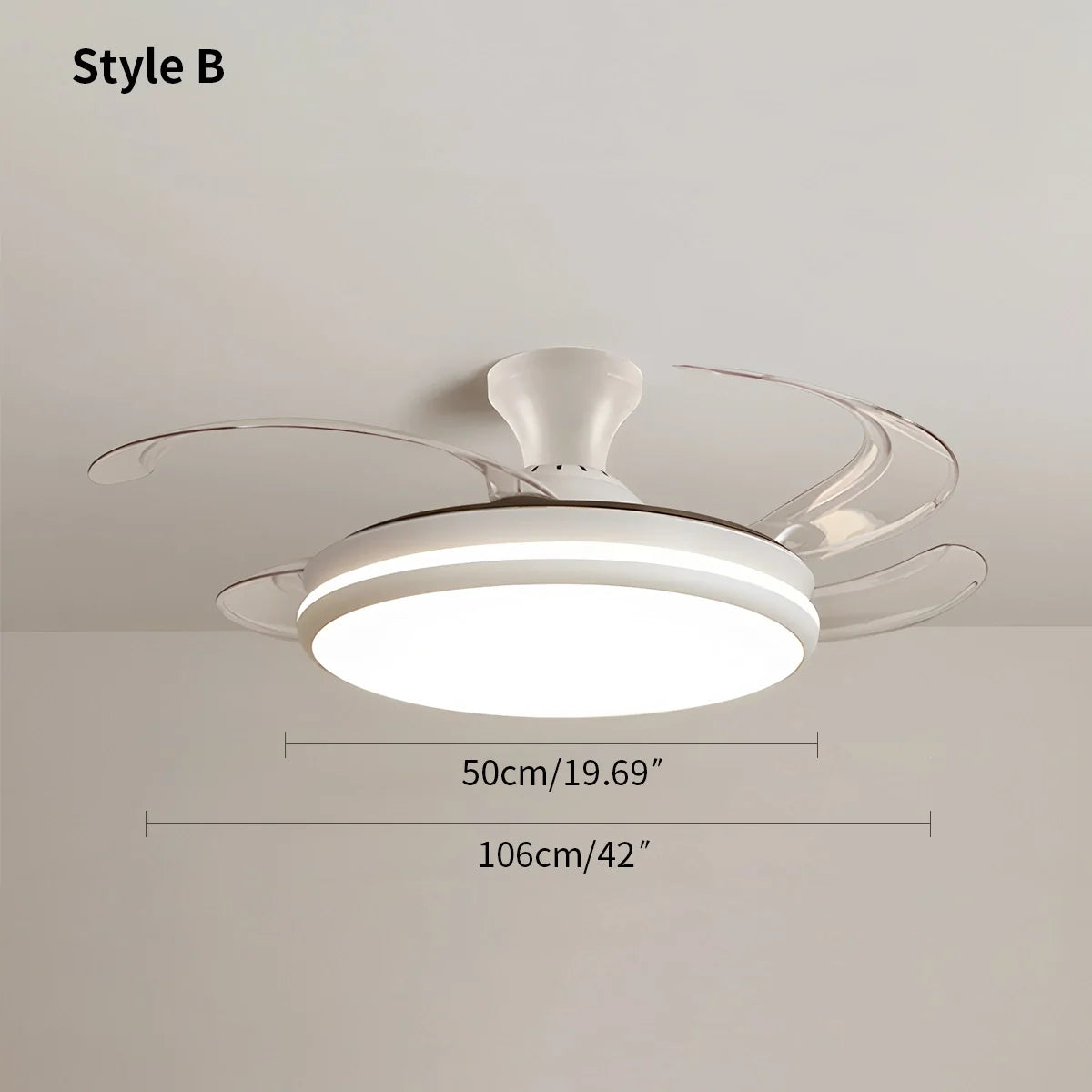Feyran Modern Remote Ceiling Fan Light with Clear Blades