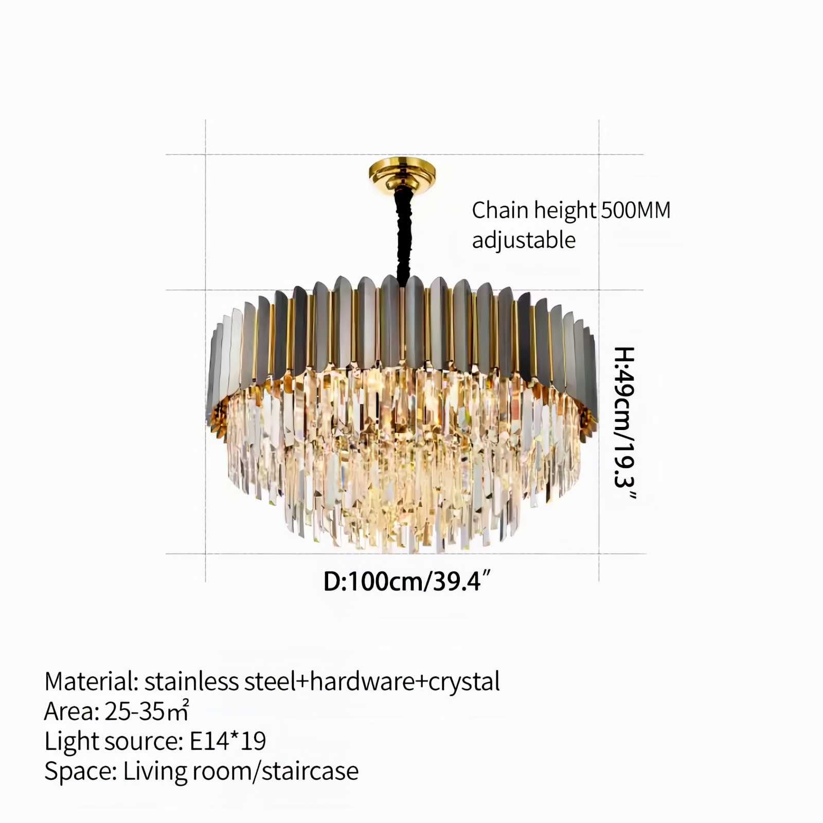 Feyran Modern Black Gold Luxury Crystal Chandelier