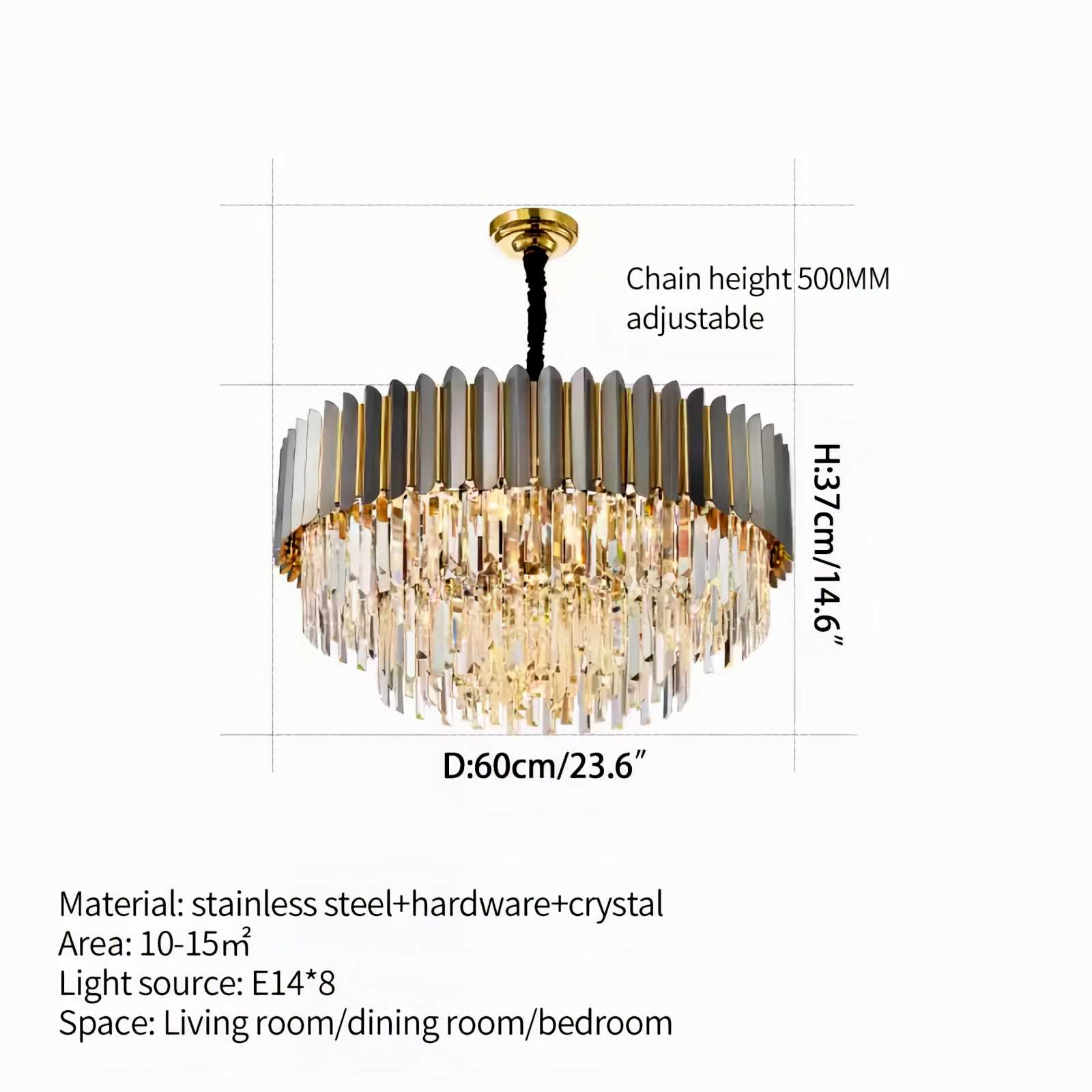Feyran Modern Black Gold Luxury Crystal Chandelier