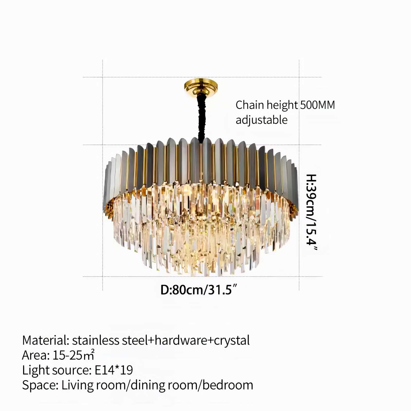 Feyran Modern Black Gold Luxury Crystal Chandelier