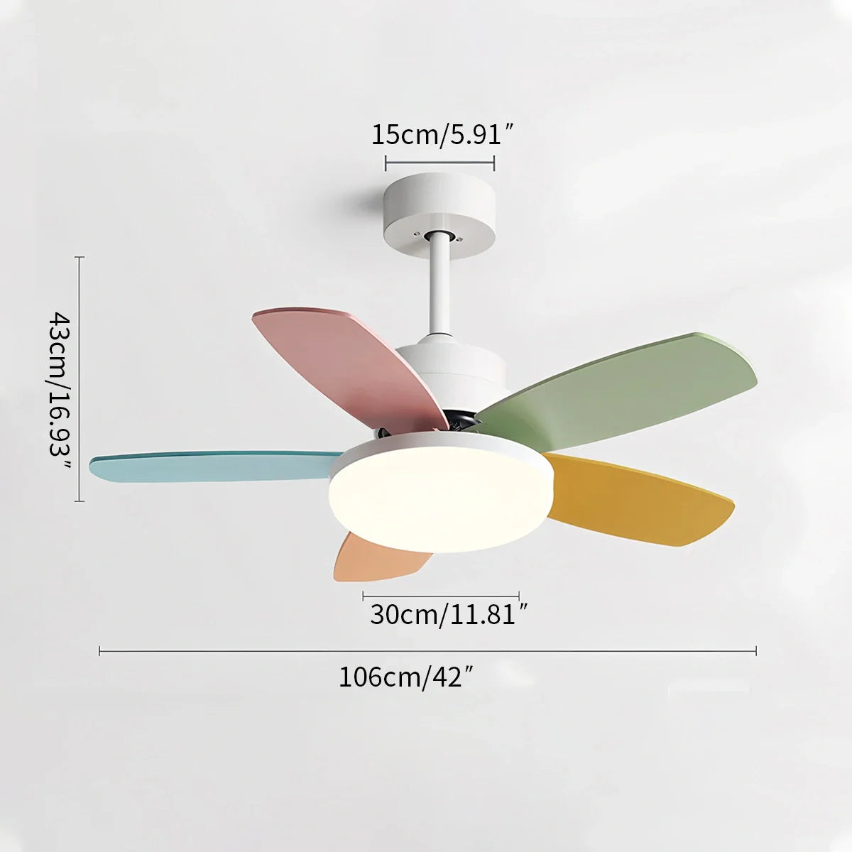 Feyran Nordic Colorful Leaf Ceiling Fan Light