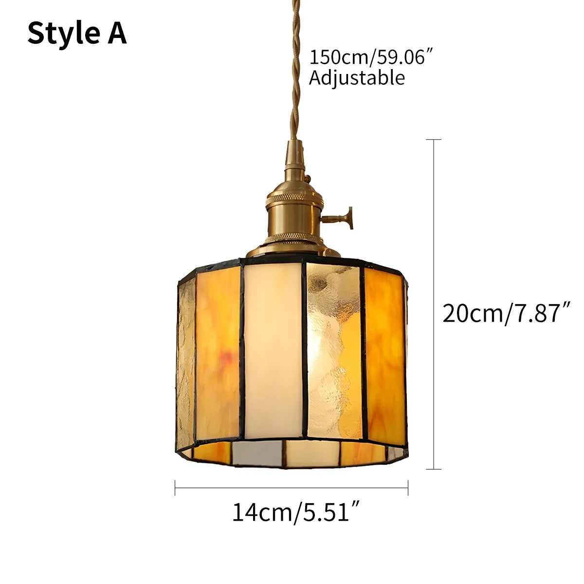 Feyran Vintage Brass Glass Pendant Light
