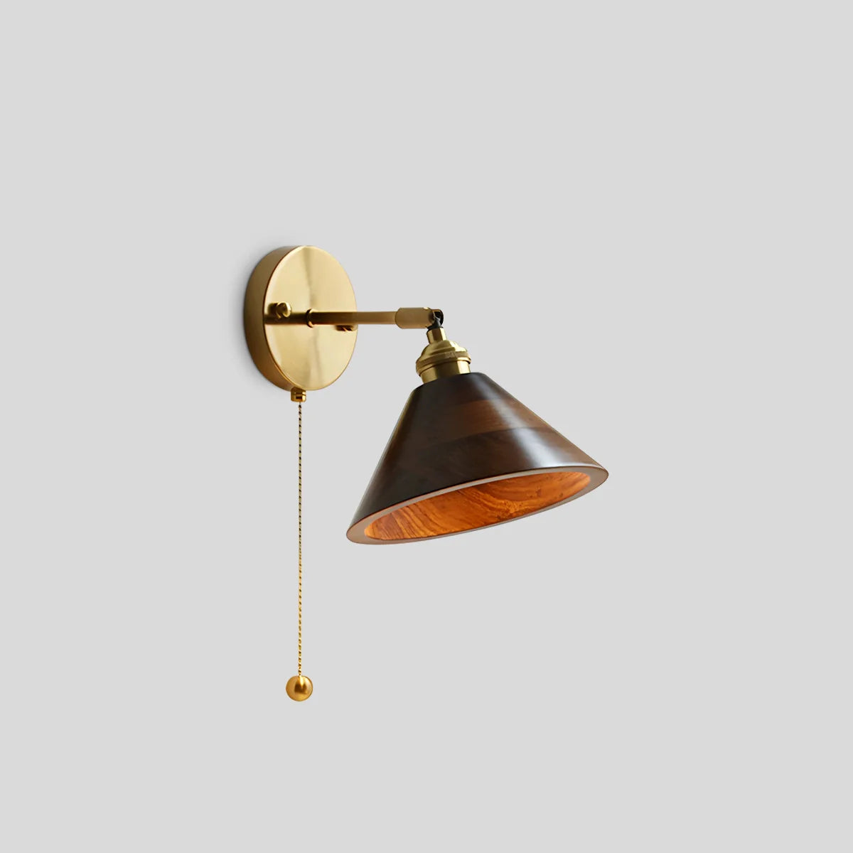 Feyran Vintage Wood Pull Chain Switch Wall Lamp