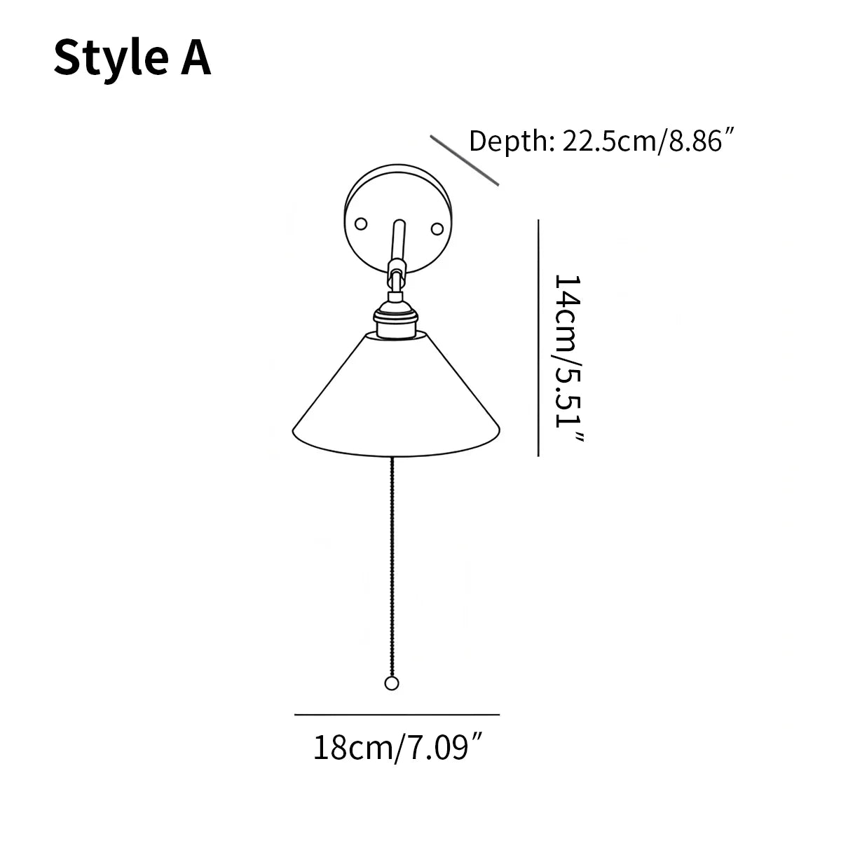 Feyran Vintage Wood Pull Chain Switch Wall Lamp
