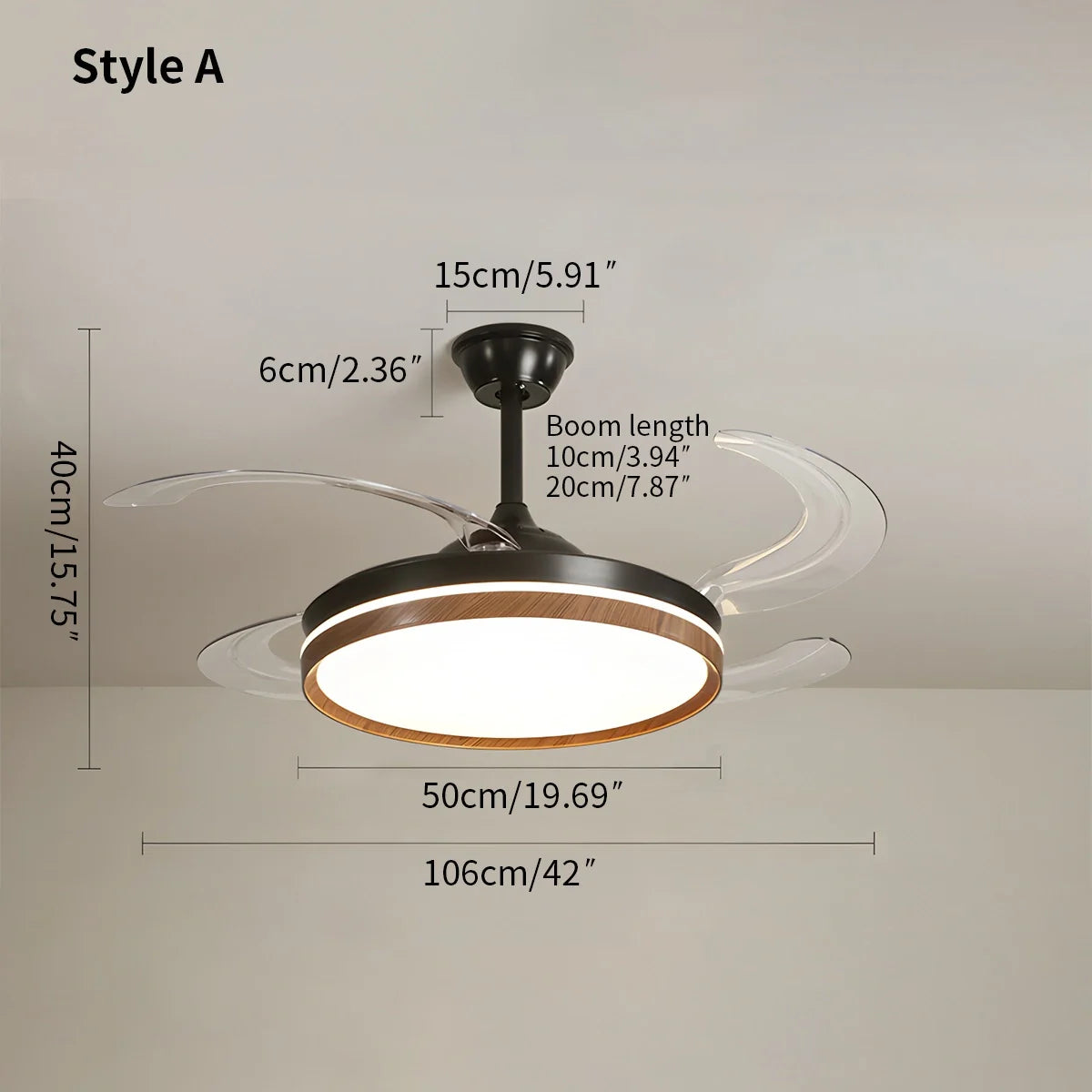 Feyran Retractable Blade Ceiling Fan with Light