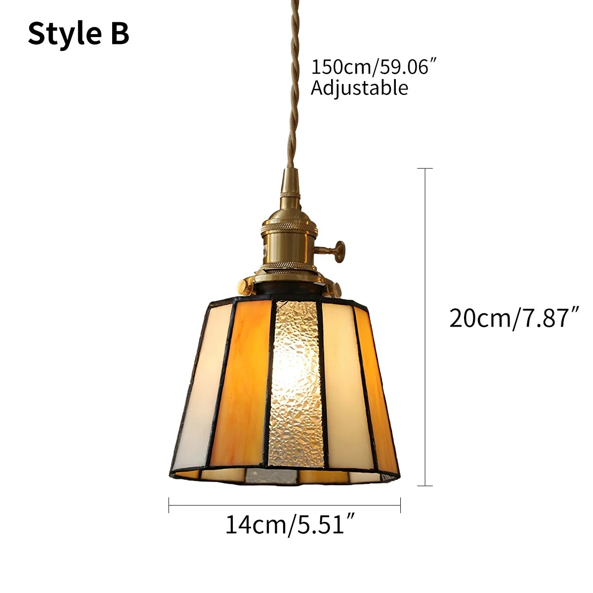 Feyran Vintage Brass Glass Pendant Light