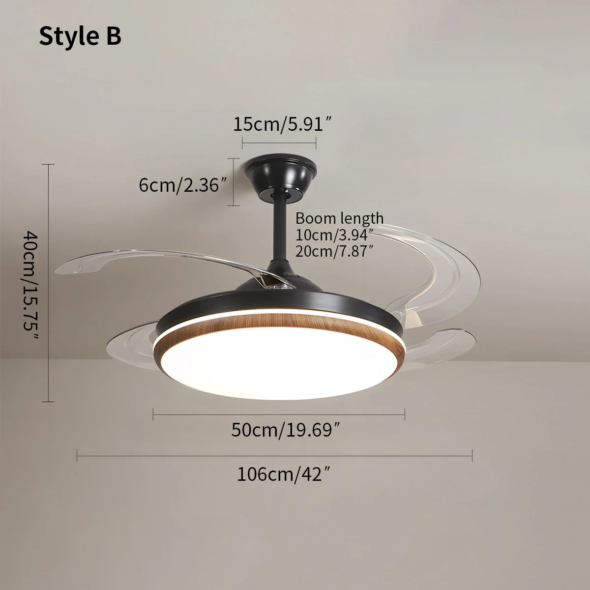 Feyran Retractable Blade Ceiling Fan with Light