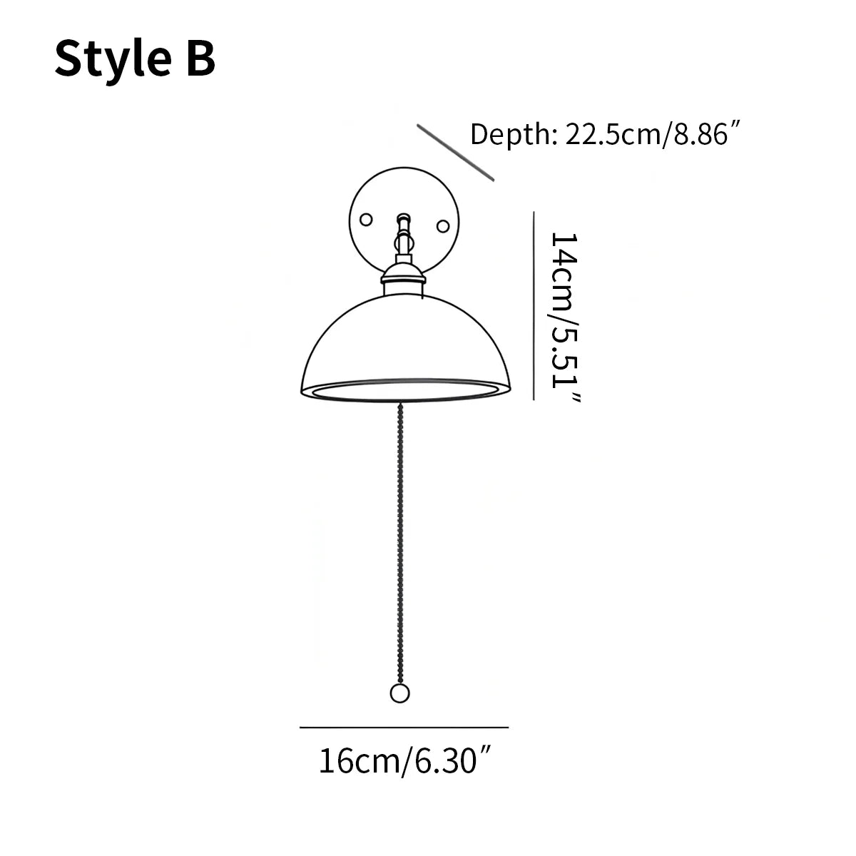 Feyran Vintage Wood Pull Chain Switch Wall Lamp