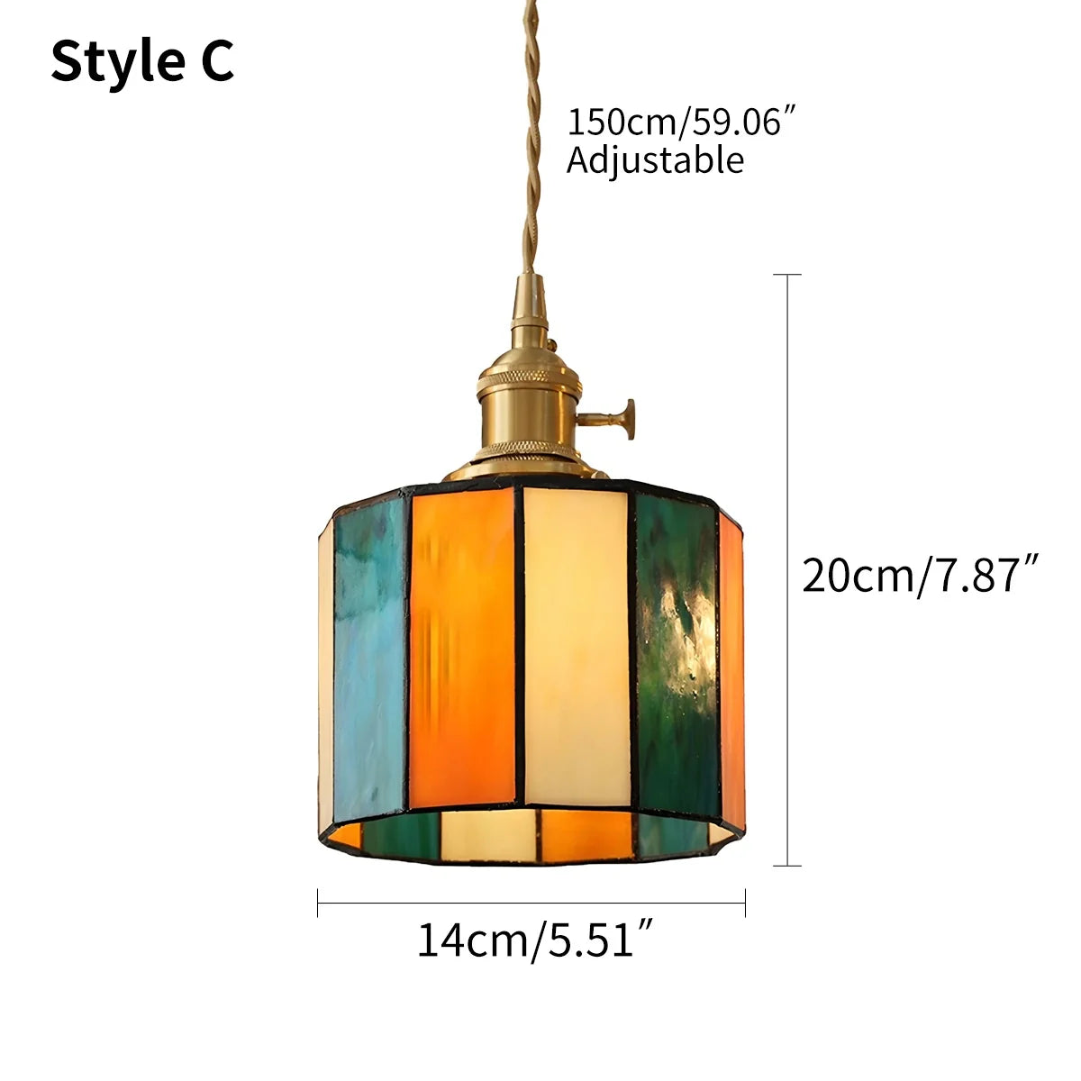 Feyran Vintage Brass Glass Pendant Light
