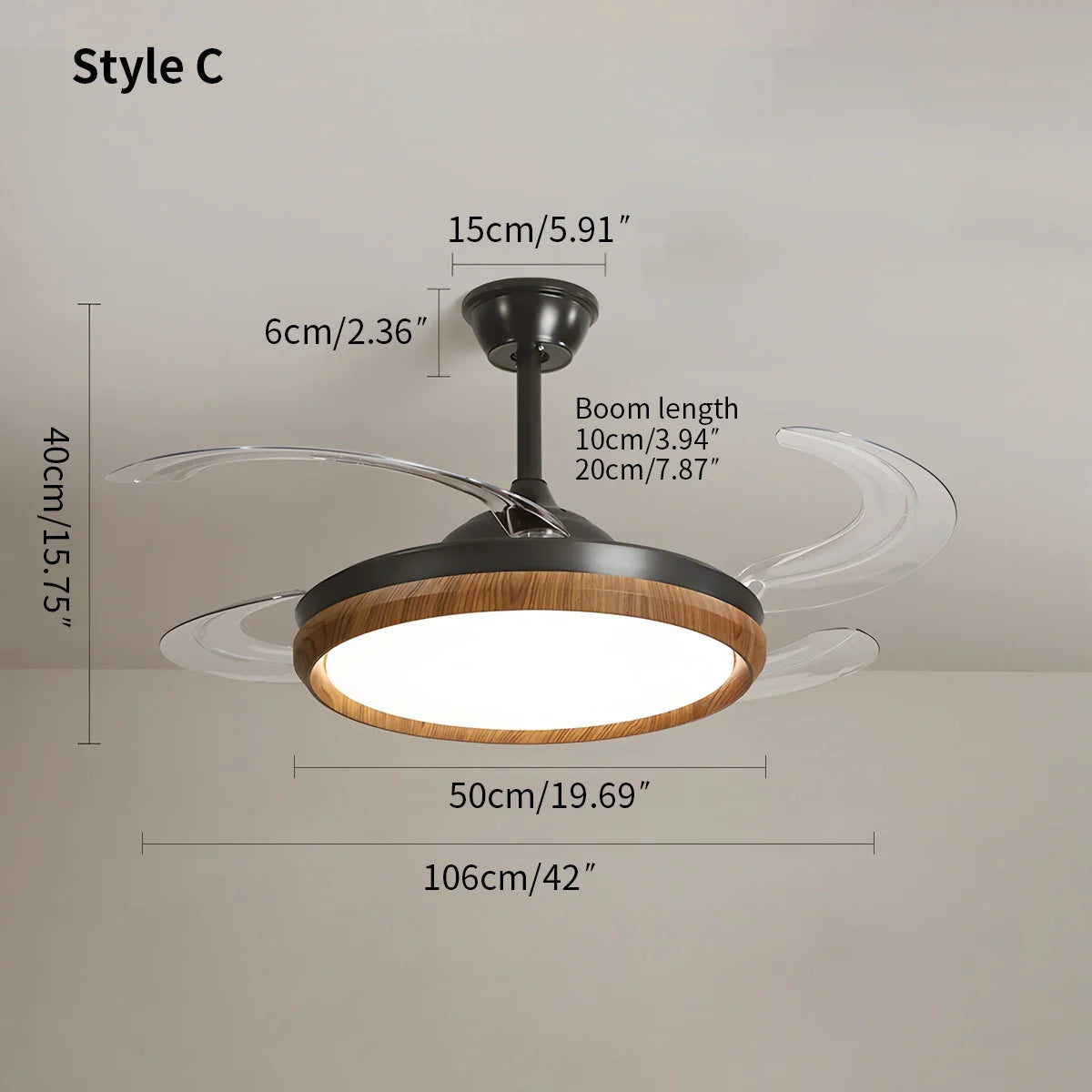 Feyran Retractable Blade Ceiling Fan with Light