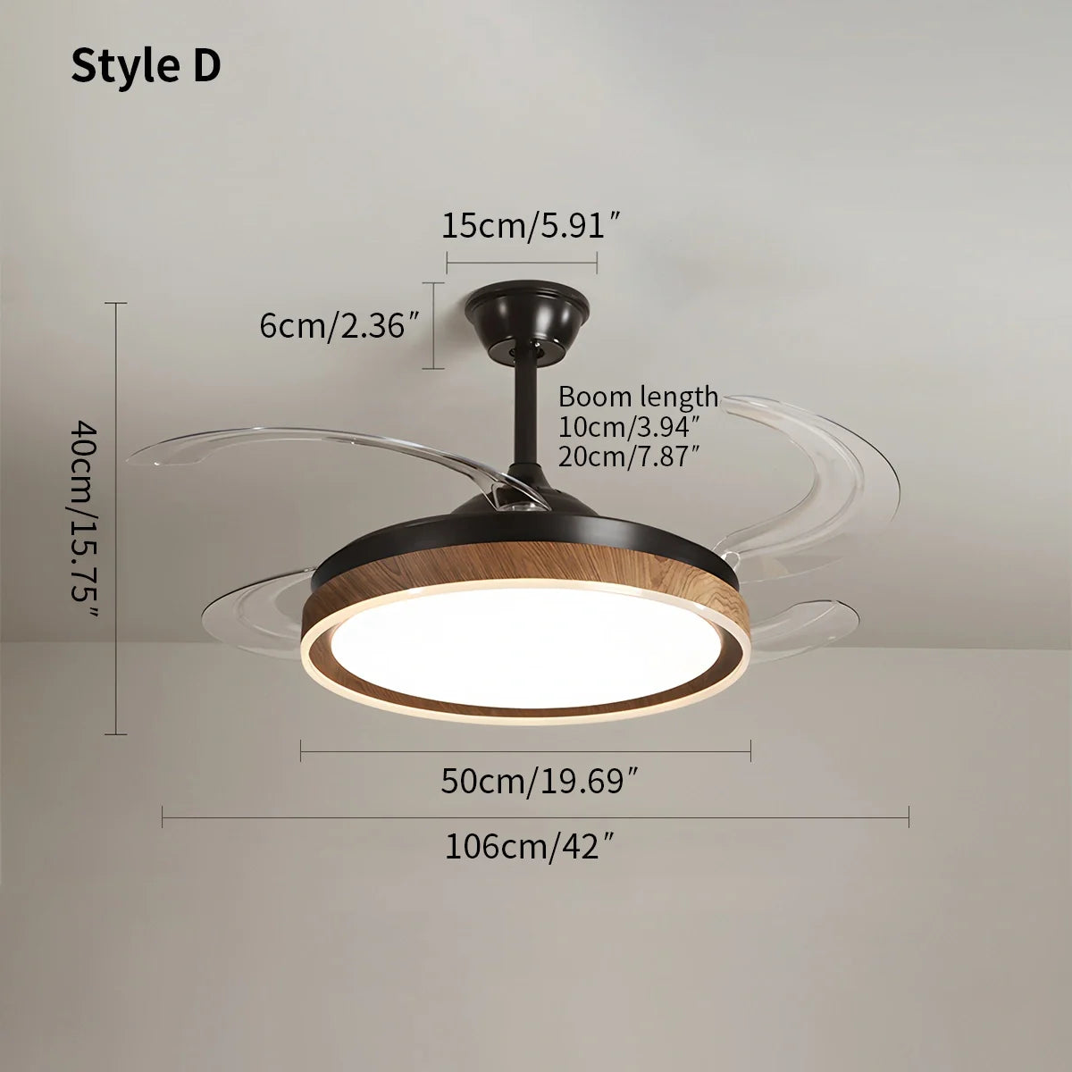 Feyran Retractable Blade Ceiling Fan with Light