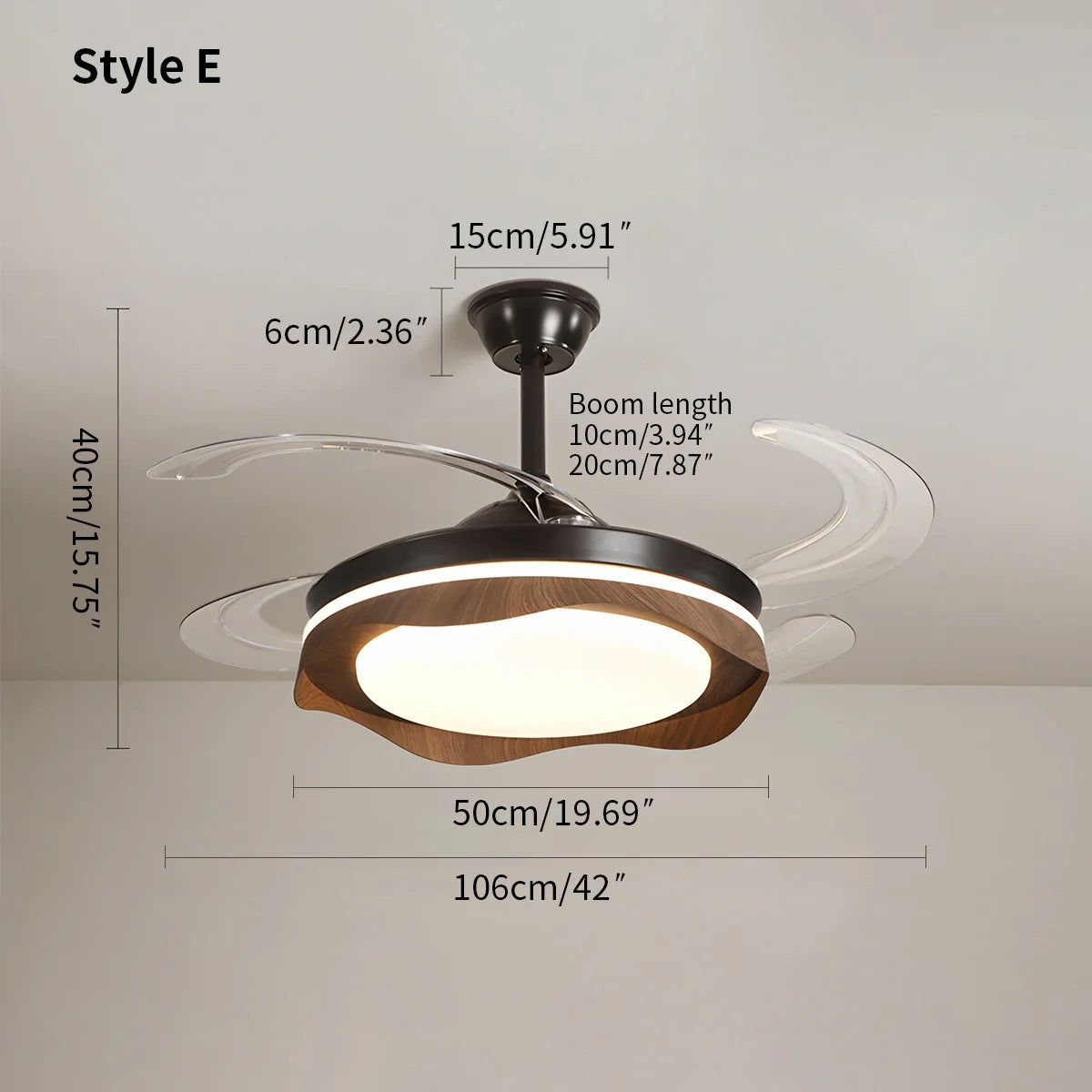Feyran Retractable Blade Ceiling Fan with Light