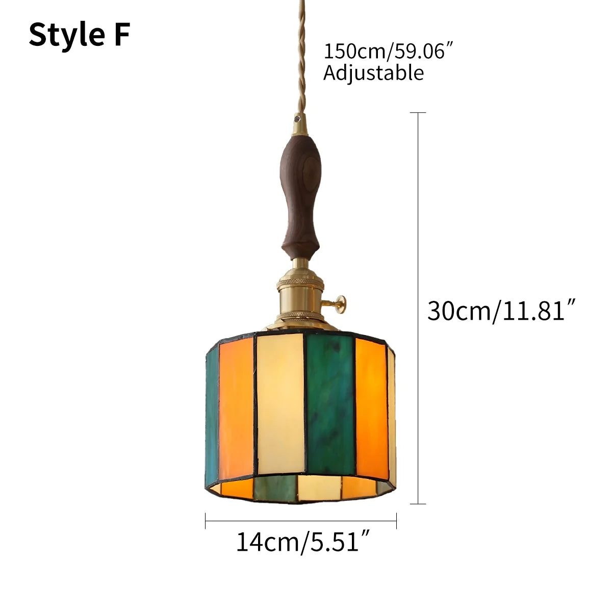 Feyran Vintage Brass Glass Pendant Light