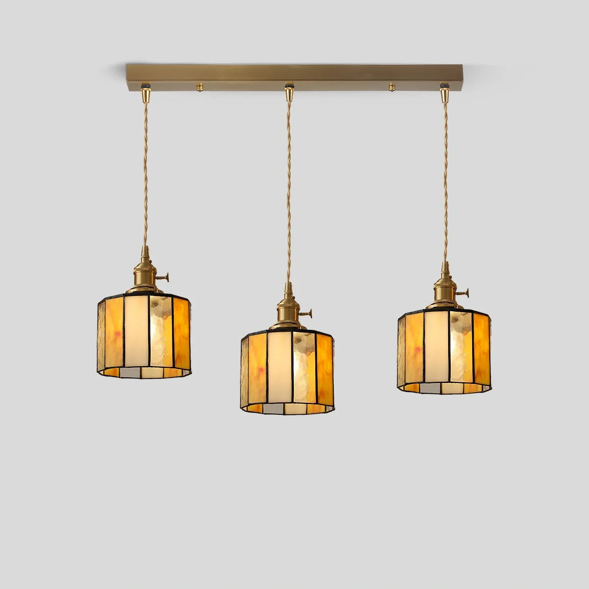 Feyran Vintage Brass Glass Pendant Light