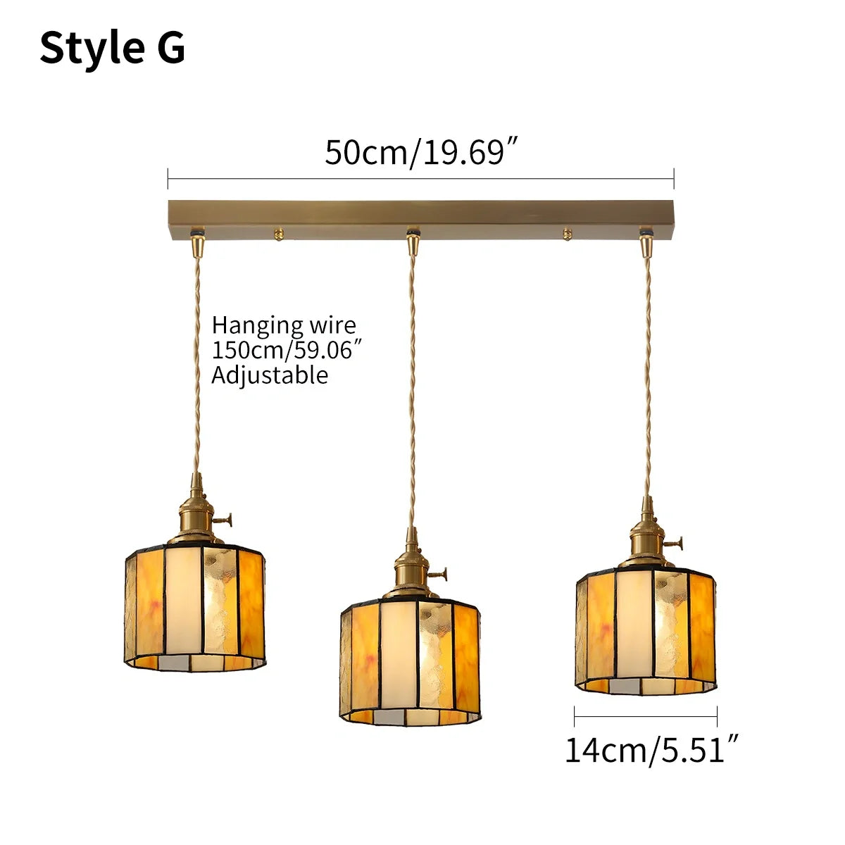 Feyran Vintage Brass Glass Pendant Light