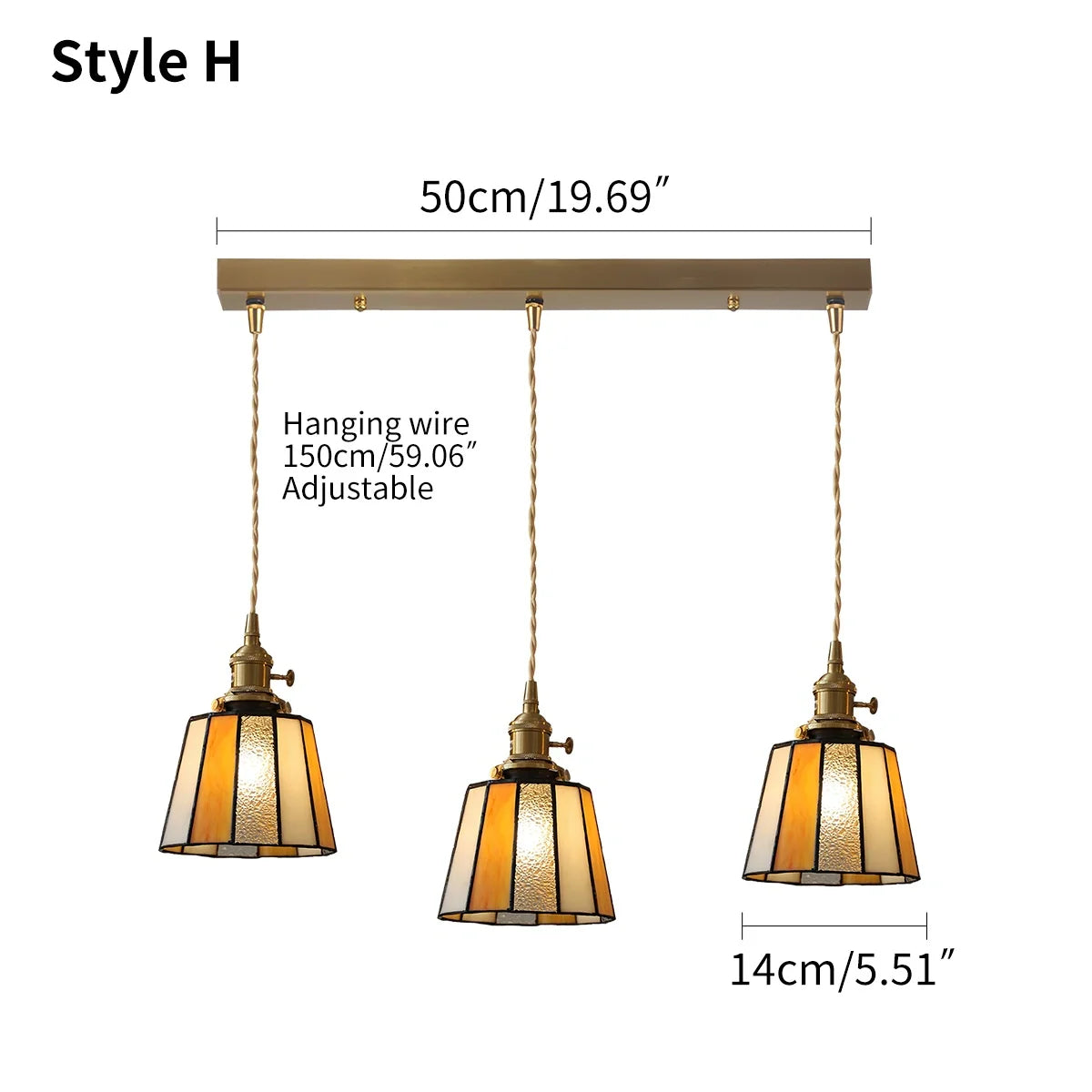 Feyran Vintage Brass Glass Pendant Light